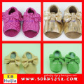 2015 Best quality and fashion second hand sweet color tassels sandals and bow cow leather orthopedic summer shoes